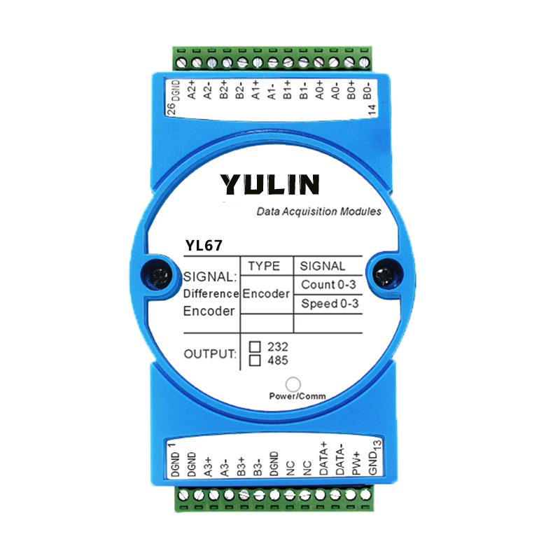 4路差分编码器脉冲计数器转速测量Modbus RTU模块 YL67