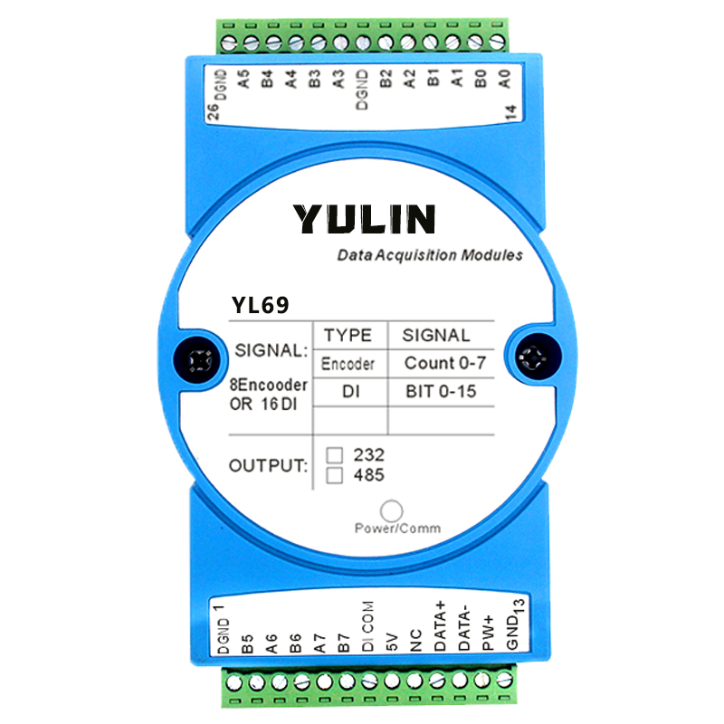 8路编码器脉冲计数器16路DI高速计数器Modbus RTU模块 YL69