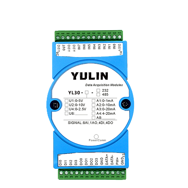 8AI，4DI，4DO混合信号转RS-485/232数据MODBUS采集模块 YL30